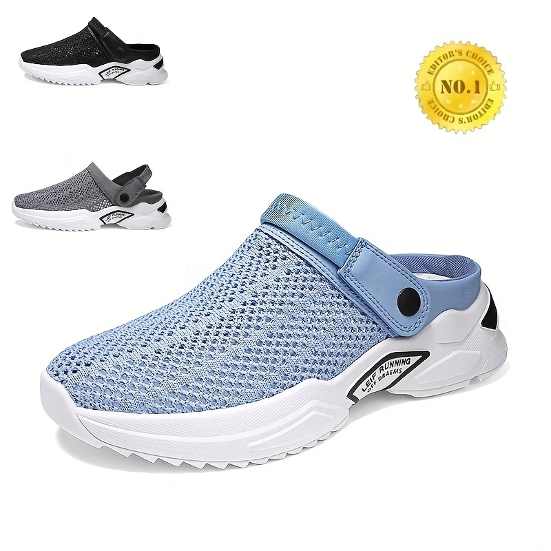 mens breathable lace free slip on knitted clog casual non slip sandals with assorted colors outdoor walking shoes for summer details 1