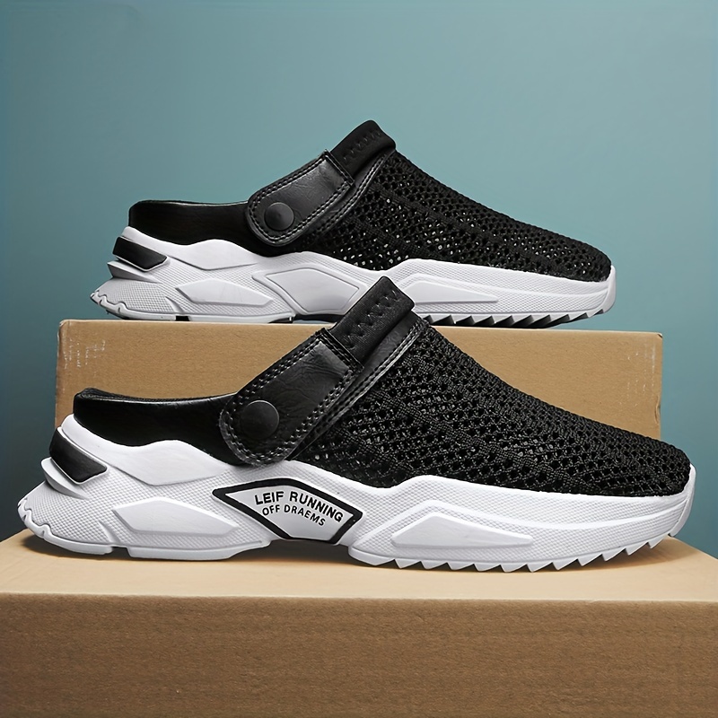 mens breathable lace free slip on knitted clog casual non slip sandals with assorted colors outdoor walking shoes for summer details 9