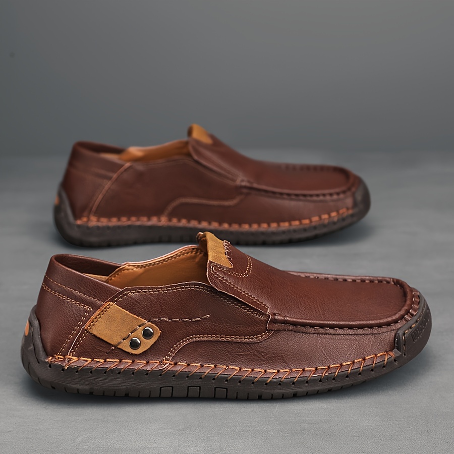 mens stitching casual loafers breathable lightweight anti skid slip on shoes for outdoor walking driving spring summer and autumn details 4
