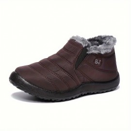 Men's Snow Boots, Winter Thermal Shoes, Windproof Hiking Boots With Fuzzy Lining