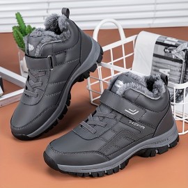 Winter PU Leather Boots Men Shoes Snow Boot Man Plush Keep Warm Sneakers Man Outdoor Ankle Snow Boots Casual Shoes