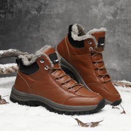 Men's Snow Boots Winter Outdoor Hiking Shoes Non-Slip Wear-resistant Shoes With Fuzzy Lining