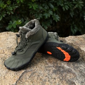 Men's Trendy Warm Plush Lining Snow Boots With Adjustable Buckle, Comfy Non Slip Casual Shoes, Winter