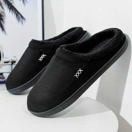 Plus Size Men's Warm Cozy Slides, Comfortable Fuzzy Soft Slippers, Plush Comfy Non-slip Home Shoes For Indoor Outdoor Bedroom, Winter