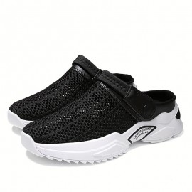 Men's Breathable Lace Free Slip On Knitted Clog, Casual Non Slip Sandals With Assorted Colors, Outdoor Walking Shoes For Summer