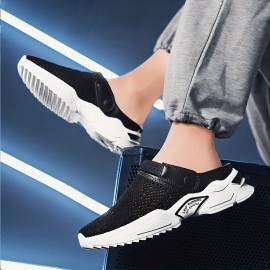 Men's Breathable Lace Free Slip On Knitted Clog, Casual Non Slip Sandals With Assorted Colors, Outdoor Walking Shoes For Summer