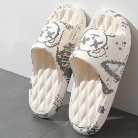 Men's Graphic Slides, Casual Non Slip Slippers, Open Toe EVA Shoes For Indoor Outdoor Beach Shower, Spring And Summer, With Plus Sizes Available