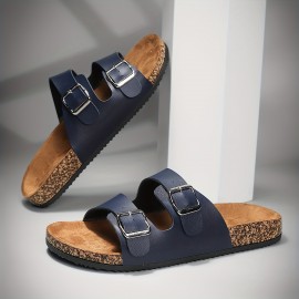 Men's Buckle Slide Sandals, Casual Non Slip Shoes, Open Toe Shoes For Outdoor Beach, Spring And Summer