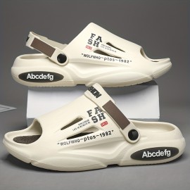Men's Stylish Letters Print Outdoor Slip On Clog Sandals With Assorted Colors, Casual Outdoor Walking Shoes