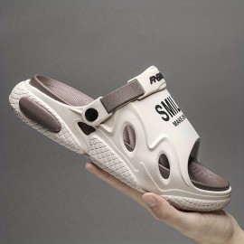 Men's Stylish Letters Print Outdoor Slip On Clog Sandals With Assorted Colors, Casual Outdoor Walking Shoes