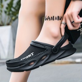 Men's Mesh Breathable Comfy Clogs, Hollow Out Non-Slip Garden Shoes, Summer