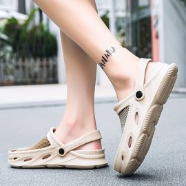 Men's Mesh Breathable Comfy Clogs, Hollow Out Non-Slip Garden Shoes, Summer