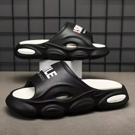 Men's Color Block Slides, Casual Lightweight Non Slip Slippers, Open Toe Soft Sole Shoes For Indoor Outdoor Beach Shower, Spring And Summer