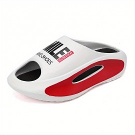 Men's Trendy Platform Slides, Comfortable Non Slip Cloud Slippers For Indoor Outdoor Bathroom Beach