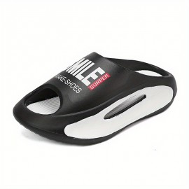 Men's Trendy Platform Slides, Comfortable Non Slip Cloud Slippers For Indoor Outdoor Bathroom Beach