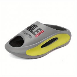 Men's Trendy Platform Slides, Comfortable Non Slip Cloud Slippers For Indoor Outdoor Bathroom Beach