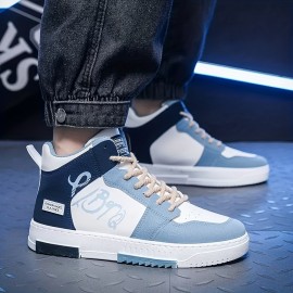 Men's High Top Skate Shoes With Good Grip, Breathable Lace-up Sneakers, Men's Footwear