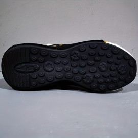 Men's Knit Breathable Running Shoes, Comfy Non Slip Lace Up Shock Absorption Sneakers For Men's Outdoor Activities