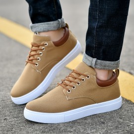 Men's Fashion Canvas Lace-Up Skate Shoes, Comfortable Sneakers, Autumn, Black/Grey/Khaki , For Halloween