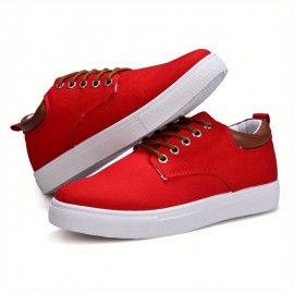 Men's Fashion Canvas Lace-Up Skate Shoes, Comfortable Sneakers, Autumn, Black/Grey/Khaki , For Halloween