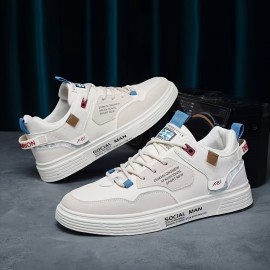 Men's Trendy Lace Up Skate Shoes, Comfy Non Slip Casual Sneakers For Men's Outdoor Activities