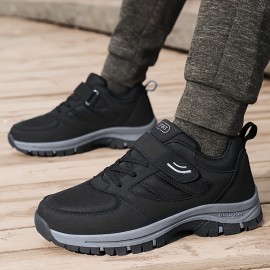 Men's Knit Breathable Casual Shoes With Hook And Loop Fastener, Comfy Soft Sole Sneakers For Outdoor Jogging, Spring And Summer