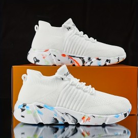 Men's Slip-on Sneakers With Shoelaces - Odor-resistant Athletic Shoes - Shock Absorbing And Breathable