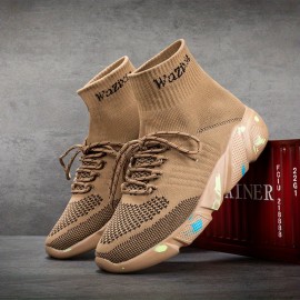 Men's Slip-on Sneakers With Shoelaces - Odor-resistant High Top Athletic Shoes - Lightweight And Breathable