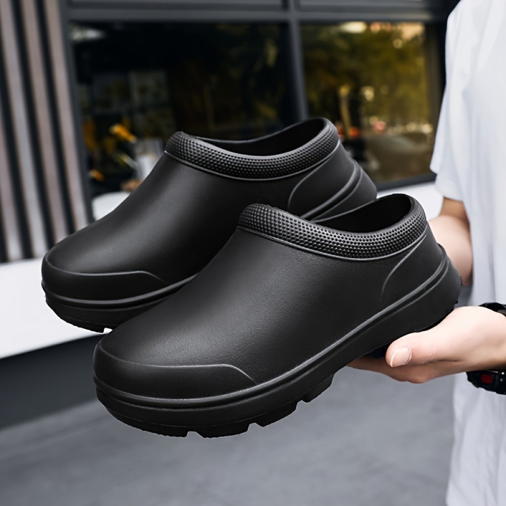 Men's Solid Closed Toe EVA Shoes, Oil Proof Waterproof Non-slip Slip On Shoes, Chef Shoes Kitchen Cook Shoes Hospital Shoes