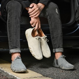 Men's Loafer Shoes With Adjustable Drawstring, Casual Non-slip Slip On Shoes, Men's Shoes, Spring And Summer