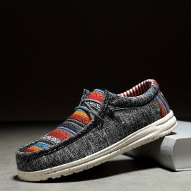 Men's Loafer Shoes With Decorative Shoelaces, Comfy Non-slip Slip On Breathable Shoes, Spring And Summer