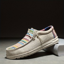 Men's Loafer Shoes With Decorative Shoelaces, Comfy Non-slip Slip On Breathable Shoes, Spring And Summer