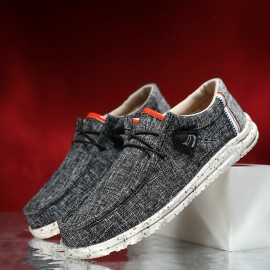 Men's Loafer Shoes With Decorative Shoelaces, Comfy Non-slip Slip On Breathable Shoes, Spring And Summer