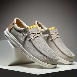 Men's Loafer Shoes With Decorative Shoelaces, Comfy Non-slip Slip On Breathable Shoes, Spring And Summer