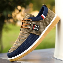 Men's Comfy Canvas Shoes, Breathable Lace-up Casual Walking Shoes For Office Walking Driving, Spring Summer And Autumn