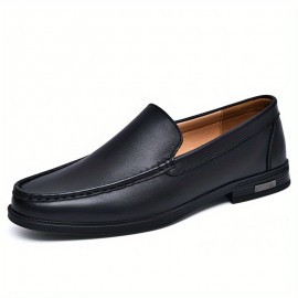 Men's Trendy Leather Moccasins, Odor-resistant Lightweight Non-slip Slip On Shoes For Business Formal Occasions