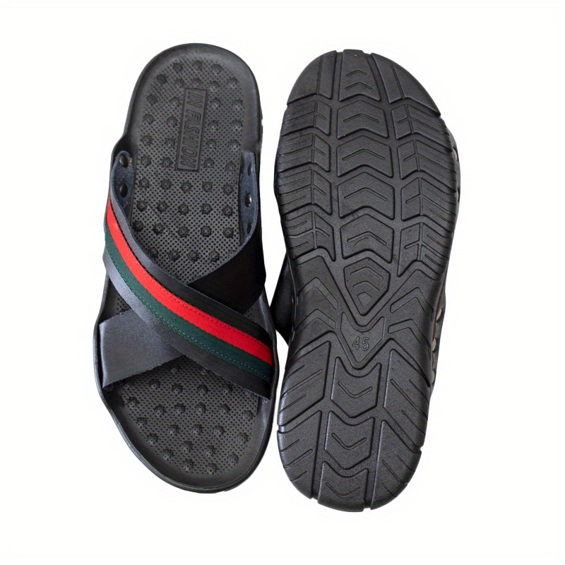 mens casual open back slip on cross strap sandals outdoor anti skid open toe summer slippers details 11