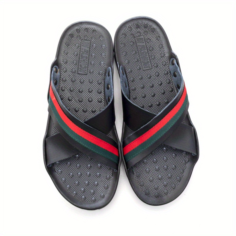 mens casual open back slip on cross strap sandals outdoor anti skid open toe summer slippers details 12